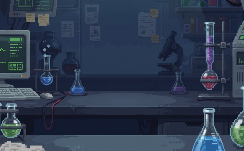 Bureau de laboratoire pixel art